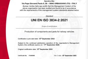 Certificazione UNI EN ISO 3834-2:2021
